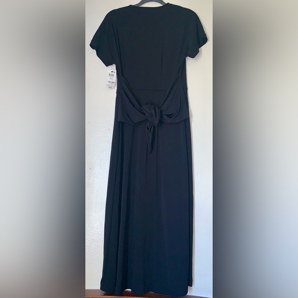 Alfani Black Midi Dress Button Front Short Sleeve (S; Black) - Picture 4 of 6